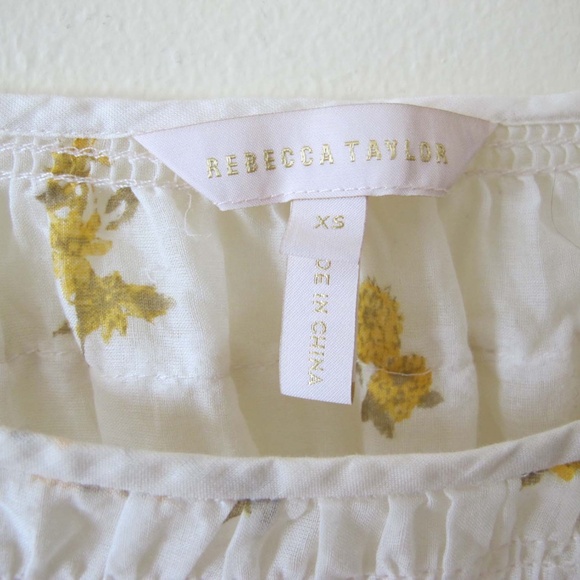 Rebecca Taylor Ines Smocked Top XS Voile Cotton Floral Boho Cottage - Picture 6 of 6